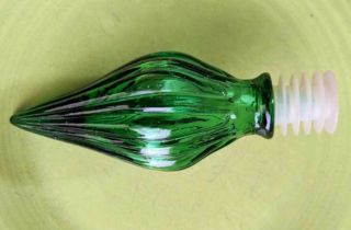 Vintage Glass Decanter Stopper Italian Empoli Genie Bottle Emerald Green