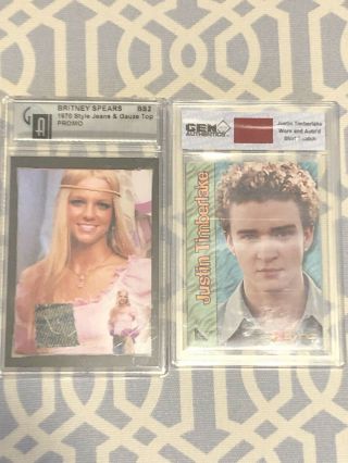 Justin Timberlake Gem Authentics Worn Shirt Swatch And Topps Card Britney Spears