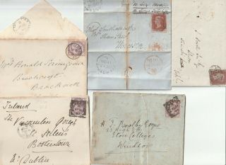 1847/90 5 X Folkestone Kent Postal History Squared Circles Numerals & Sub Po