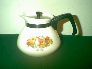 Vintage Corning Ware Spice Of Life 6 Cup Tea Pot & Stainless Steel Lid P104