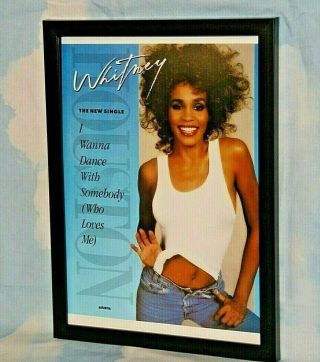 Whitney Houston Framed A4 1987 Dance With Somebody Single Band Poster
