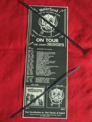 Motorhead 1977 Vintage Advert Uk Tour Dates With The Count Bishops