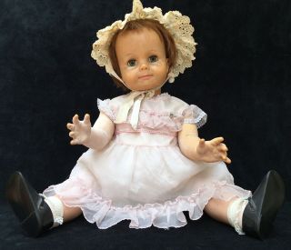 28” Vintage Patti Playpal Doll,  Large Ideal Rubber Auburn Brown Dress Clothes