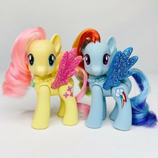 My Little Pony Fluttershy & Rainbow Dash Crystal Motion Glitter Brushable G4 Mlp