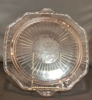 Vintage 10.  5 " Pink Depression Glass Cake Plate Footed Anchor Hocking Euc