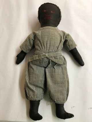 Vintage Folk Art Handmade Rag Doll Black Americana Cotton Cloth 15.  5” Tall