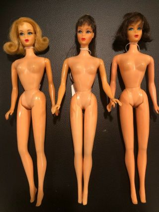 Vintage Barbie Tnt Blonde Flip,  Brunette Hair Fair,  & Brunette 1 Tnt