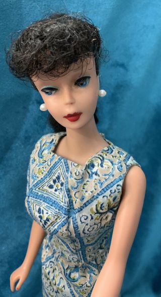 Vintage 1960s Raven Hair Ponytail Barbie Stockno.  860 Dress Purse Shoes - Braid