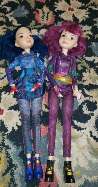 Disney Descendants 2 Mal And Evie Doll Poseable Toy Large 28” Tall Euc