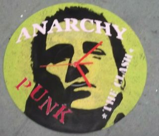 The Clash.  Punk.  Hand Painted Wall Clock.  Ready To Hang B