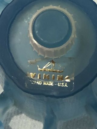 Viking Art Glass USA Finnish Crown Candle Holder Blue With Sticker ONE 3