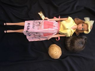 Vintage 1962 Fashion Queen Midge Barbie Doll With Blonde,  Red,  & Brown Wigs