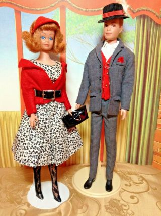 Vintage Mattel Barbie And Ken Friends Midge And Allan & Clothing