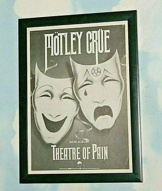 Motley Crue Framed A4 1985 `theatre Of Pain` Album Band Promo Poster