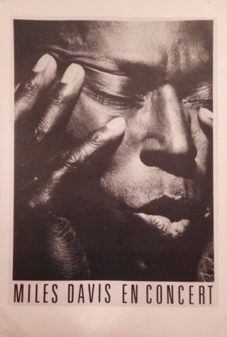Music Poster Miles Davis En Concert 23x35 " Full Size Nos Vintage Uk Jazz Import