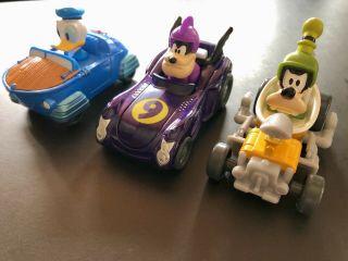 Roadster Racer Toys.  Donald,  Goofy,  Pete Set Of 3