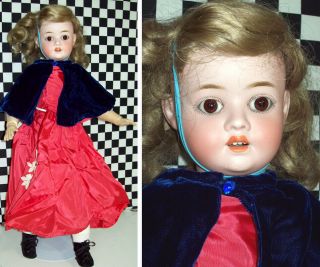 24 " Antique German Schoenau Hoffmeister 5500 Bisque Head Compo Body Doll Brown E