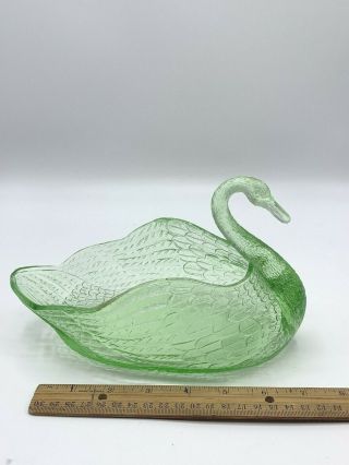 Vintage Large Lime Green Swan Figural Candy Dish Decorative Bowl