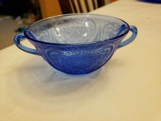 Cobalt Blue Royal Lace Cream Soup Bowl Hazel Atlas Depression 4 3/4 "