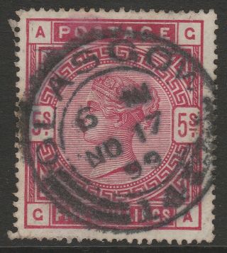 Gb Qv 1883 - 84 5/ - Rose Ga On White Paper Sg180 Spec K12 Glasgow Cds Postmark