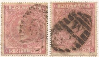 1867 - 83 Sg127 5/ - Rose Ae & Ac,  Pl 1,  2,  Cv=£1,  950