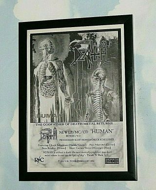 Death Framed A4 1991 ` Human ` Album Metal Band Promo Rare Art Poster