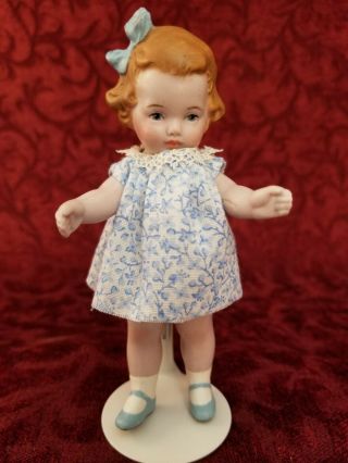 Antique/vintage German All Bisque Strung Doll Gorgeous Molded Features 4 1/2in.