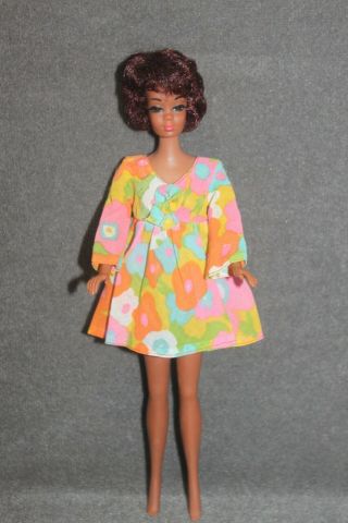 Vtg Mattel Barbie Doll African American Twist - Turn Black Eyelashes 1966 Japan