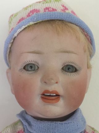 Antique German Bisque Head 9” Character Baby Doll W/ Socket Head Marked 152 2/0