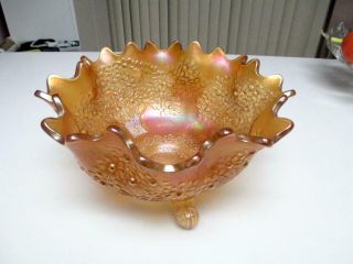 Vintage Fenton Orange Tree Marigold Carnival Glass 10 " Footed Fruit Bowl