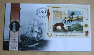 Captain Cook First Voyage 250th Anniversary M/s 2018 Buckingham Fdc Plymouth H/s
