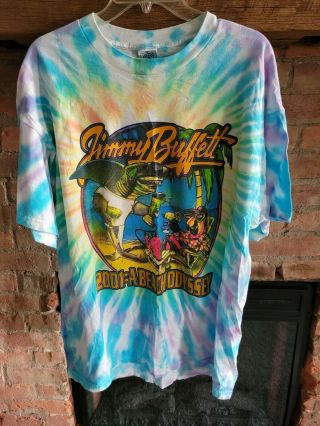 Jimmy Buffett Concert T Shirt 2001 Tour Vintage Beach Odyssey Tie Dye Xl A3