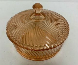 Federal Diana Pink Depression Glass Candy Dish And Lid