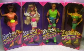 Vintage 1991 “rollerblade” Barbie,  Ken,  Teresa,  Kira 4 - Doll Set 2214 - 2218 Nrfb