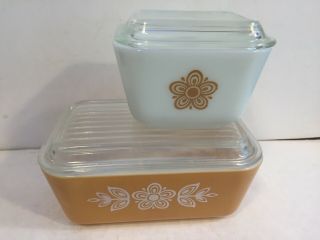 Pyrex Butterfly Gold Refrigerator Dishes - Set Of 2