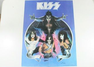 Vintage 1978 Kiss Paper Poster Band Concert 21.  5 X 16.  5 " Record