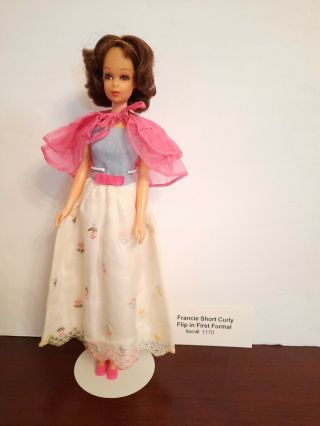 Vintage Barbie Francie In 1260 First Formal Gown Pink Cape
