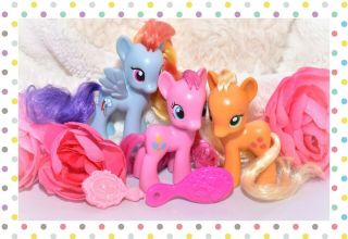 ❤️my Little Pony 3 " Brushable Rainbow Dash Pinkie Pie Applejack G4 2014 Lot❤️