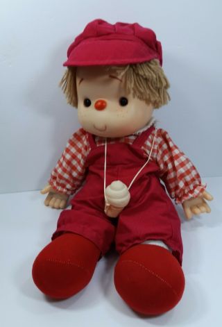 Vintage Ice Cream Doll Complete With Hat And Hanging Cone Red White Plaid Shirt