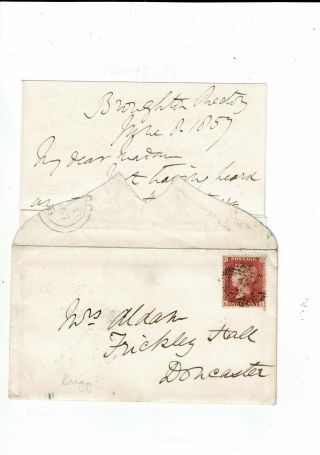 F992 Gb Qv 1857 1d Penny Red Stars On Cover With Contents