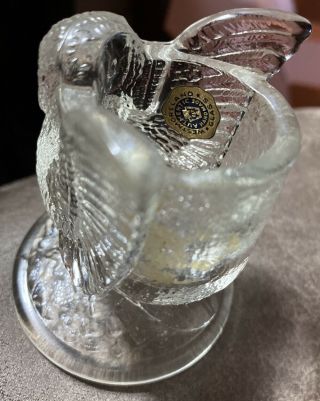 Vintage Westmoreland Owl Clear Art Glass Toothpick Holder 2