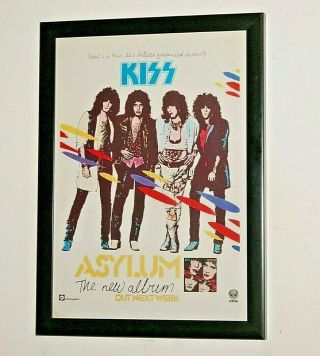 Kiss Framed A4 1985 `asylum` Album Band Promo Art Rare Poster