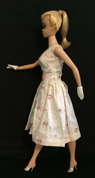 Vintage 1964 Blonde Swirl Ponytail Barbie Doll Wearing Vintage 1963 Garden Party 3