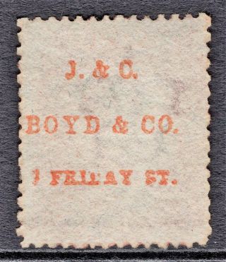 Gb Qv Sg43 1d Red (plate 181) J & C Boyd & Co Underprint
