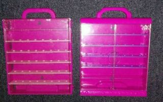 2 Pink Shopkins Carry Cases Display Cases 1 Pink Shelves 1 Purple Shelves W53