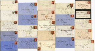 Gb Qv Penny Reds On Cover.  Duplex Postmarks Specials Sideways Etc.  Priced Singly