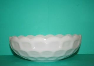 Federal Glass Yorktown Pattern White Milk Glass Round Fruit Serving Bowl Vintage