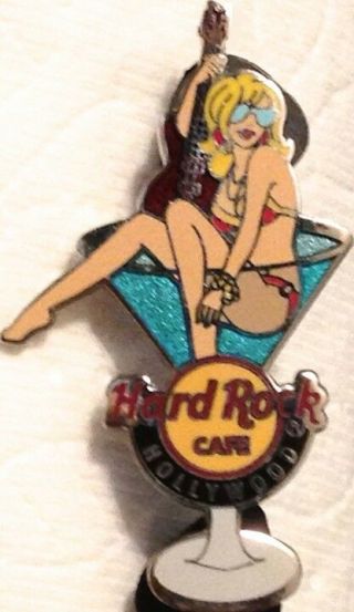 Hard Rock Cafe Hollywood 2011 Sexy Girl W/guitar In Martini Glass Pin Hrc 62746
