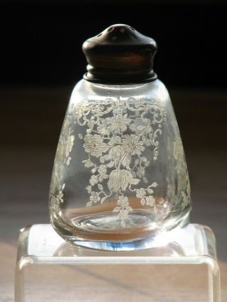 Cambridge Glass Chantilly Etch Sterling Lid Salt Or Pepper Shaker - 2 3/4 Inch