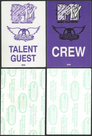 Aerosmith Otto Cloth Backstage Passes From The 1990 Mtv Unplugged Concer